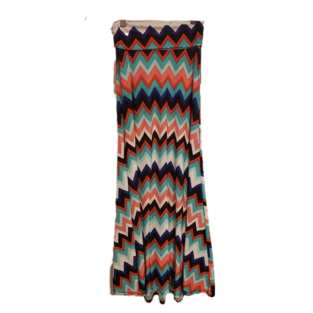 Chevron Stripe Multi Color Maxi Skirt
